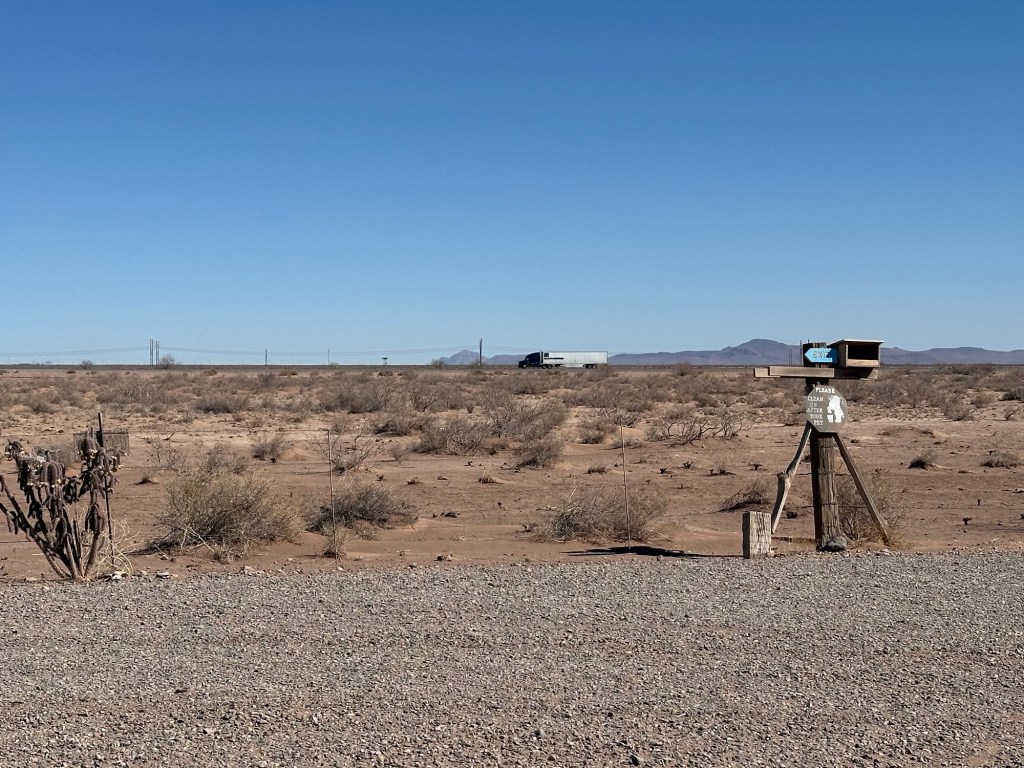 Clear view from campsite in Deming, New Mexico. Picture by Happy Vegan Campers.