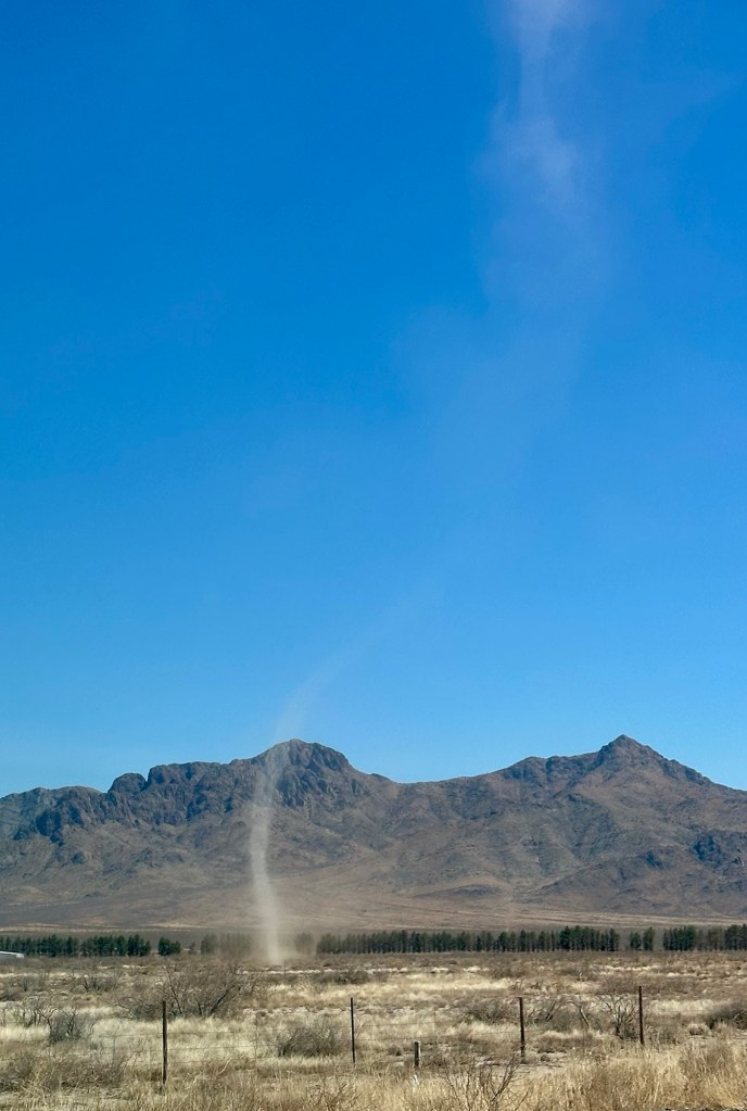 Dust devil in Deming, New Mexico. Picture by Happy Vegan Campers.