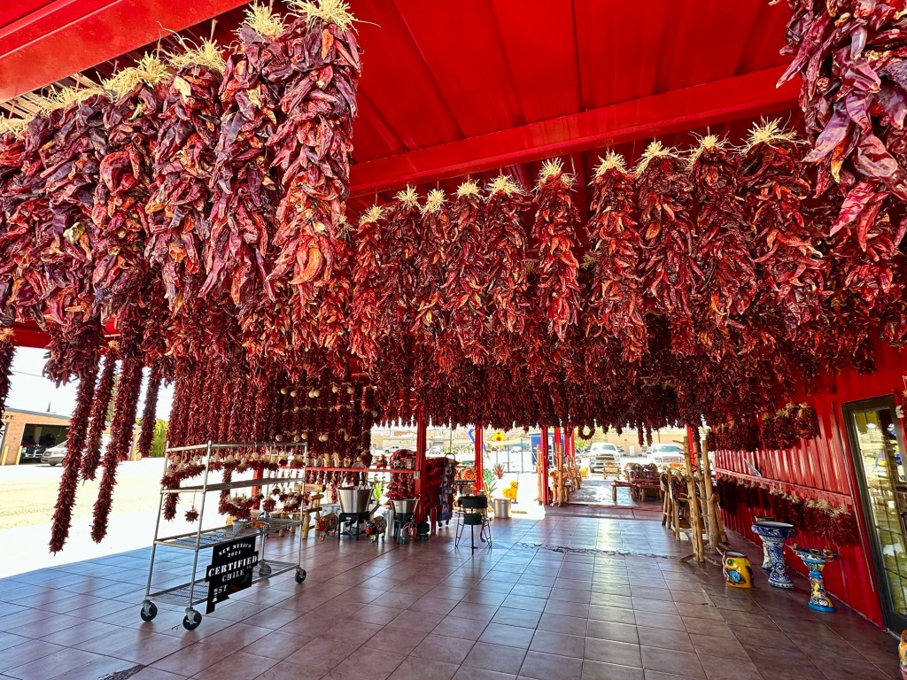 Dried chilis in Hatch, New Mexico. Picture by Happy Vegan Campers.
