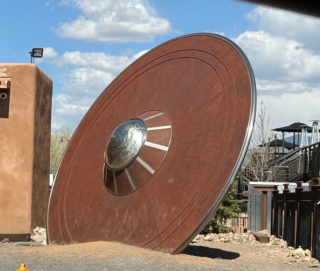 UFO at Santa Fe Railyard Arts District in Santa Fe, New Mexico. Picture by Happy Vegan Campers.