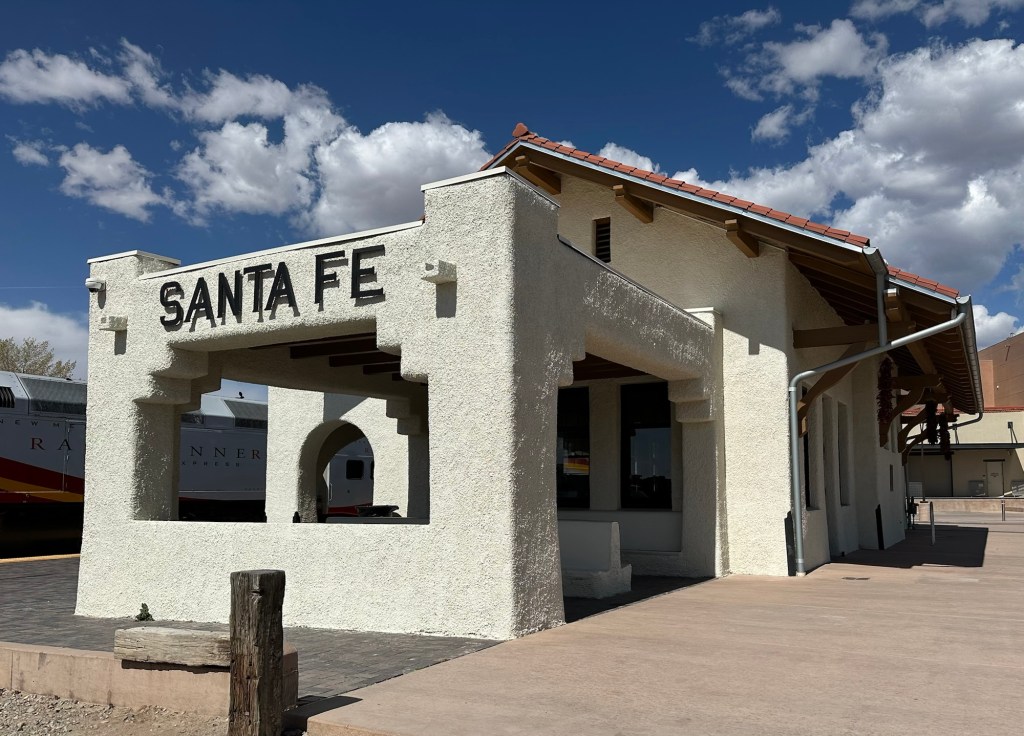 Santa Fe Rail Runner Depot in Santa Fe, New Mexico. Picture by Happy Vegan Campers.