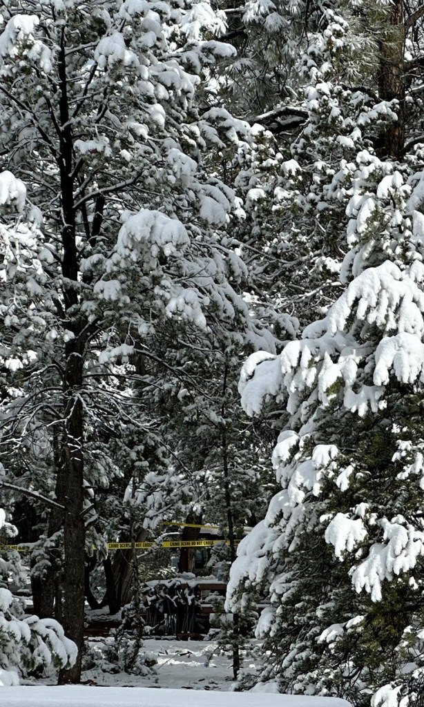 Police tape around a campsite at Mather Campground in Grand Canyon Village, Arizona. Picture by Happy Vegan Campers.