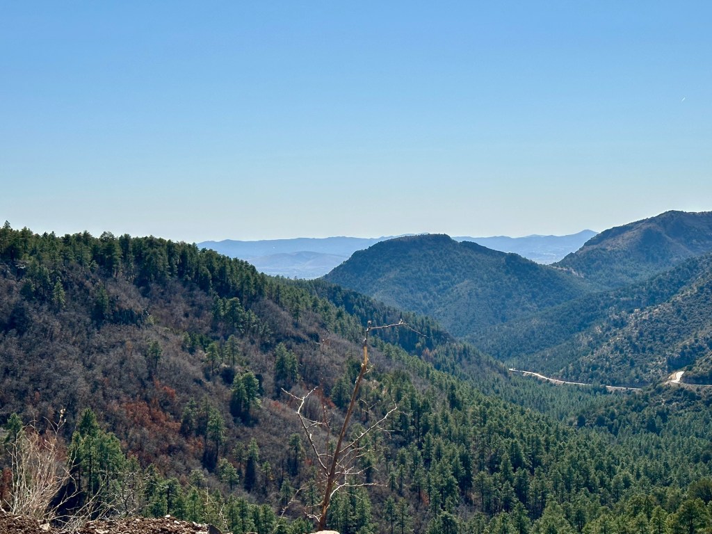 Views from Prescott National Forest near Mingus Hang Glider Launch in Jerome, Arizona. Picture by Happy Vegan Campers.