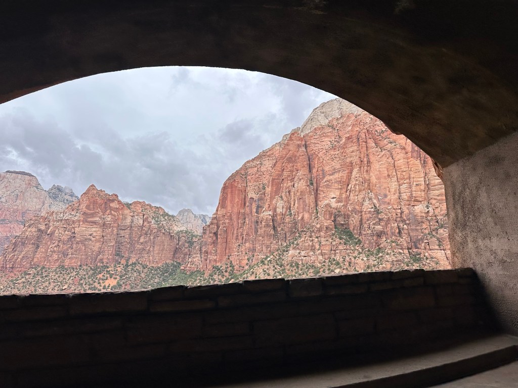 Zion-Mt Carmel Tunnel in Zion National Park in Springdale, Utah. Picture by Happy Vegan Campers.