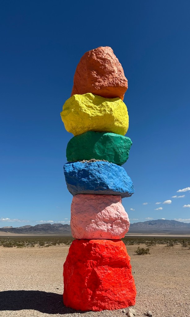 Seven Magic Mountains in Las Vegan, Nevada. Picture by Happy Vegan Campers.