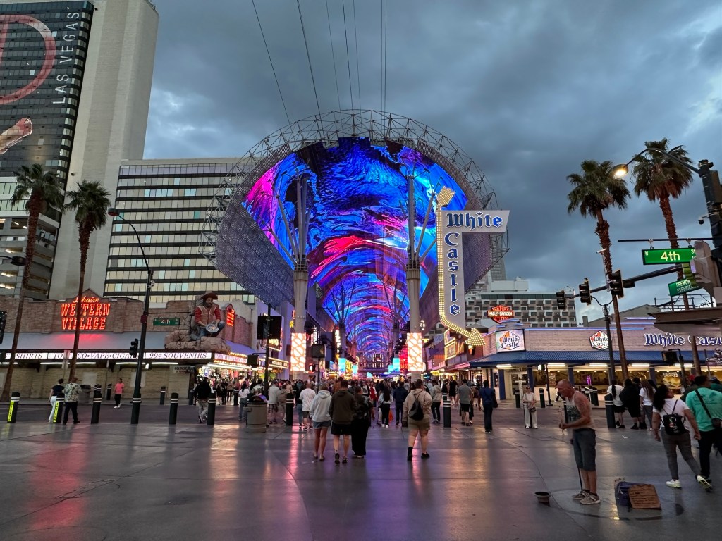 Fremont St in Las Vegas, Nevada. Picture by Happy Vegan Campers.