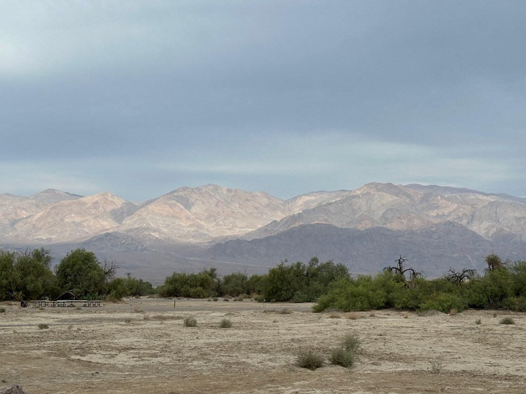 View from Furnace Creek Campground in Death Valley National Park in Furnace Creek, California. Picture by Happy Vegan Campers.