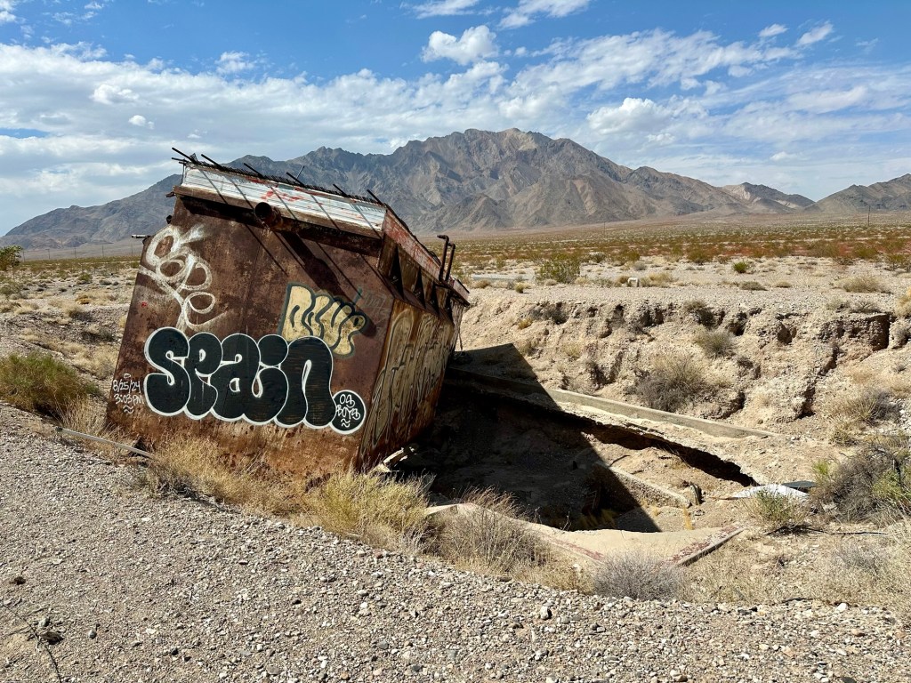 Weird thing outside Death Valley National Park, California. Picture by Happy Vegan Campers.