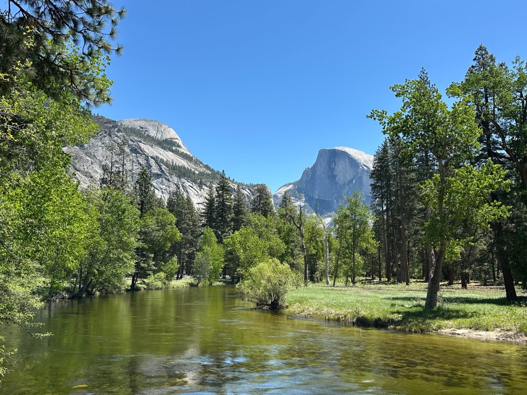 River and Half Dome in Yosemite National Park, California. Picture by Happy Vegan Campers.