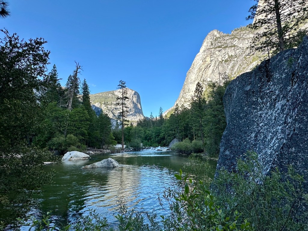 Mirror Lake and Half Dome in Yosemite National Park, California. Picture by Happy Vegan Campers.