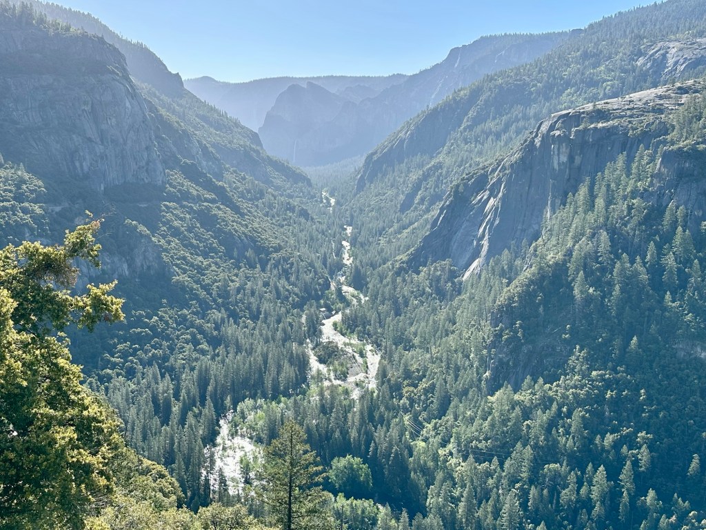 Valley and river in Yosemite National Park, California. Picture by Happy Vegan Campers.