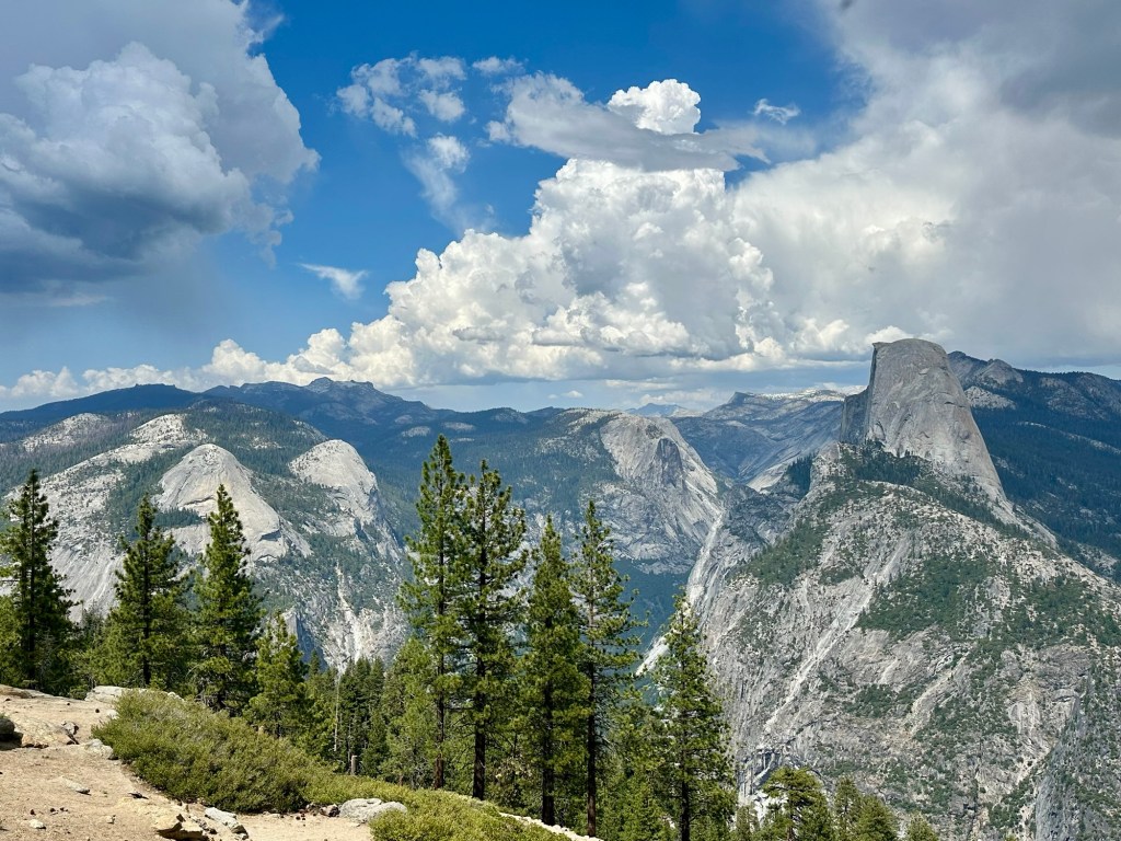 View of Half Dome from Glacier Point in Yosemite National Park, California. Picture by Happy Vegan Campers.