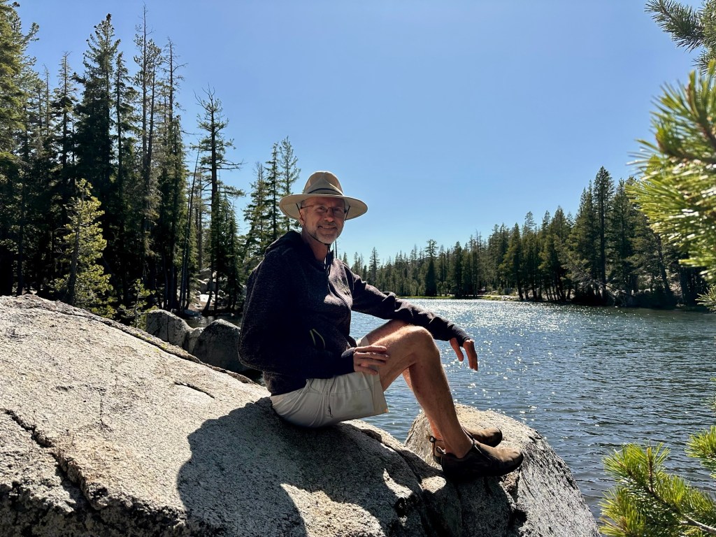 Daniel at Mosquito Lake in Stanislaus National Forest, California. Picture by Happy Vegan Campers.