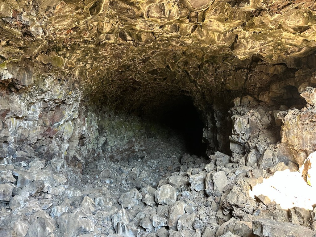 Skull Cave entrance at Lava Beds National Monument in Tulelake, California. Picture by Happy Vegan Campers.