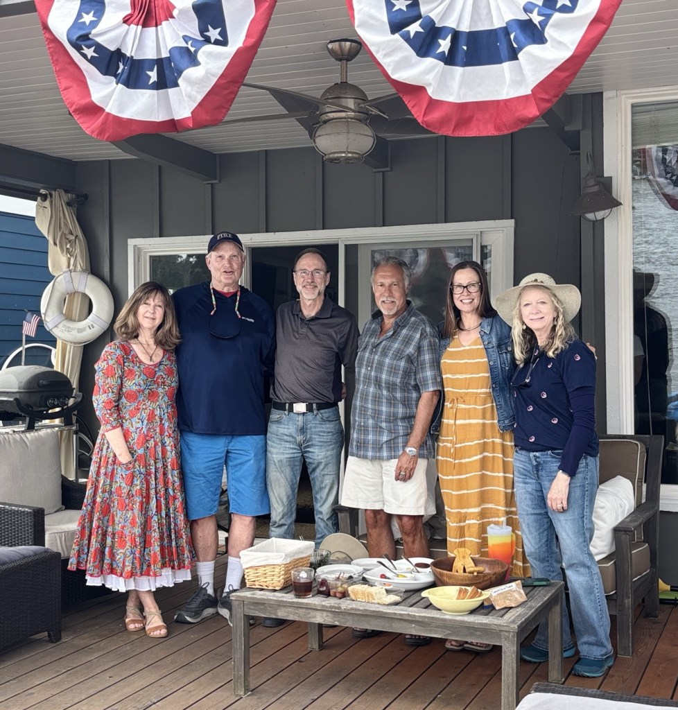 Daniel and Kristin with new friends at Joe’s lake house in Lake Oswego, Oregon. Picture by Happy Vegan Campers.