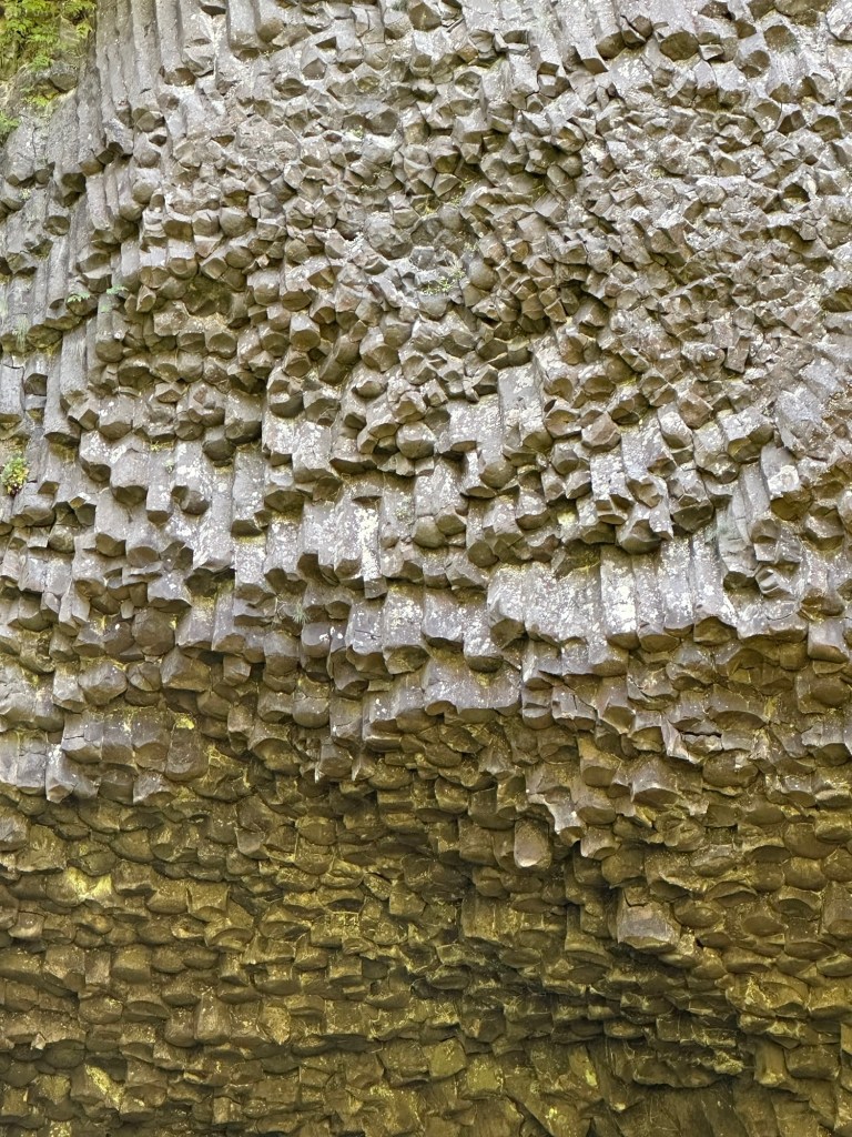 Rock by Latourell Falls in Corbett, Oregon. Picture by Happy Vegan Campers.