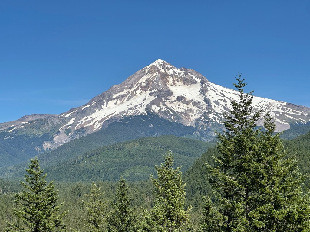 View of Mt Hood from Lolo Pass Rd in Oregon. Picture by Happy Vegan Campers.