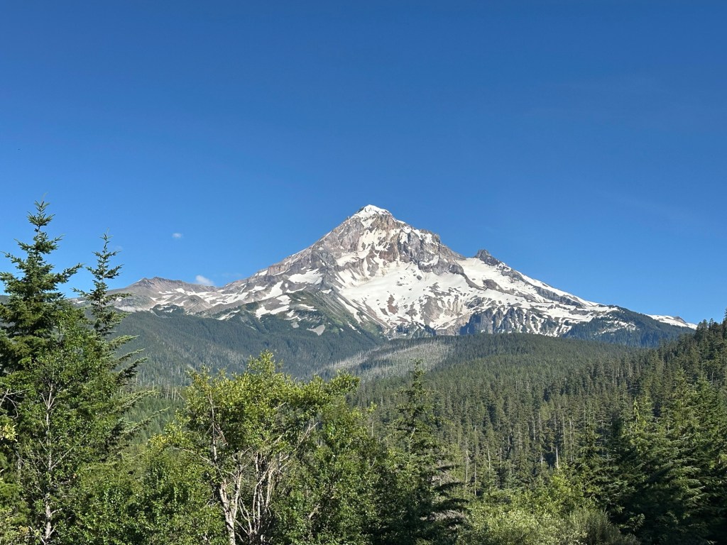 View of Mt Hood from Lolo Pass Rd in Oregon. Picture by Happy Vegan Campers.