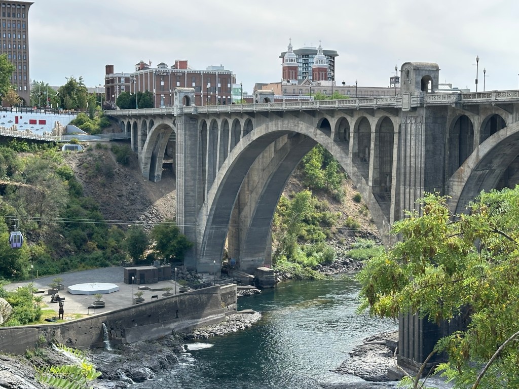 Monroe Street Bridge by Riverfront Park in Spokane, Washington. Picture by Happy Vegan Campers.