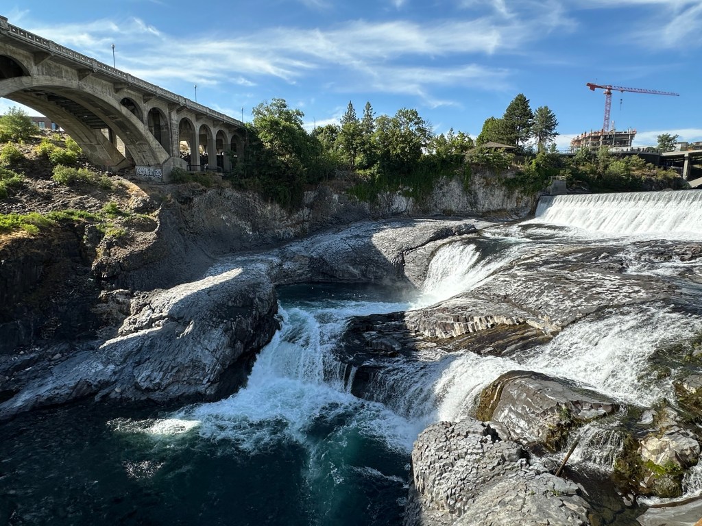 Monroe Street Bridge by Riverfront Park in Spokane, Washington. Picture by Happy Vegan Campers.