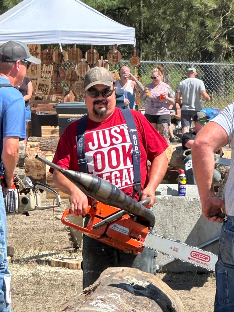 Competitor at a logging competition in Priest River, Idaho. Picture by Happy Vegan Campers.