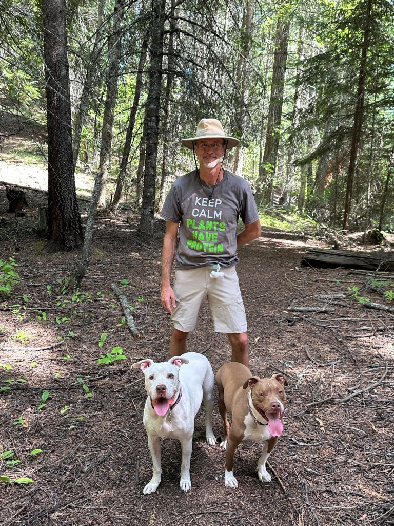 Daniel, Peter, and Marcel on a trail in Kootenai National Wildlife Refuge in Bonners Ferry, Idaho. Picture by Happy Vegan Campers.
