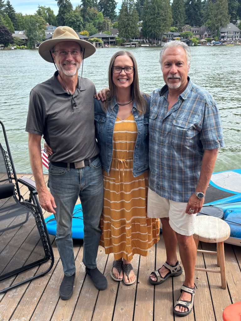 Daniel, Kristin, and Joe at Joe’s lake house in Lake Oswego, Oregon. Picture by Happy Vegan Campers.