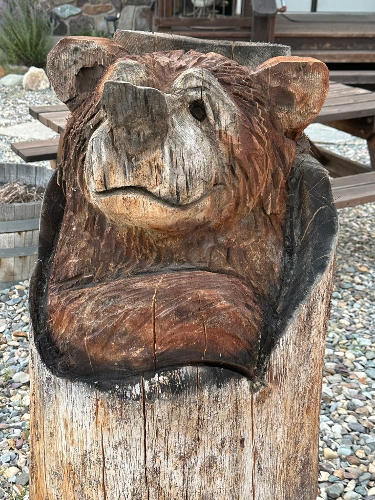 Wood carving in downtown Libby, Montana. Picture by Happy Vegan Campers.