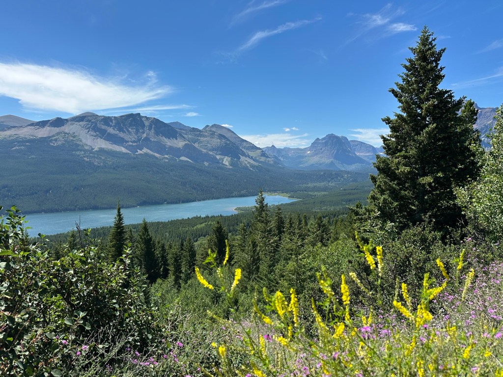 Lake seen from Going-To-The-Sun Road in Glacier National Park in Montana, USA. Picture by Happy Vegan Campers.