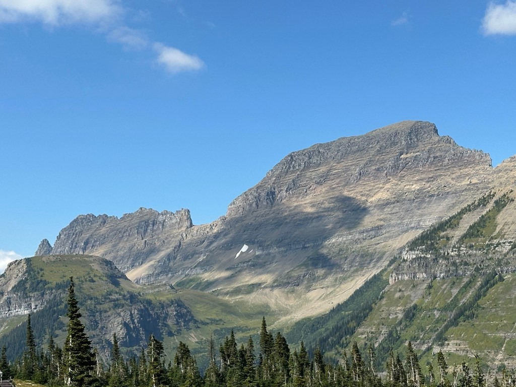 View of mountains from Going-To-The-Sun Road in Glacier National Park in Montana, USA. Picture by Happy Vegan Campers.