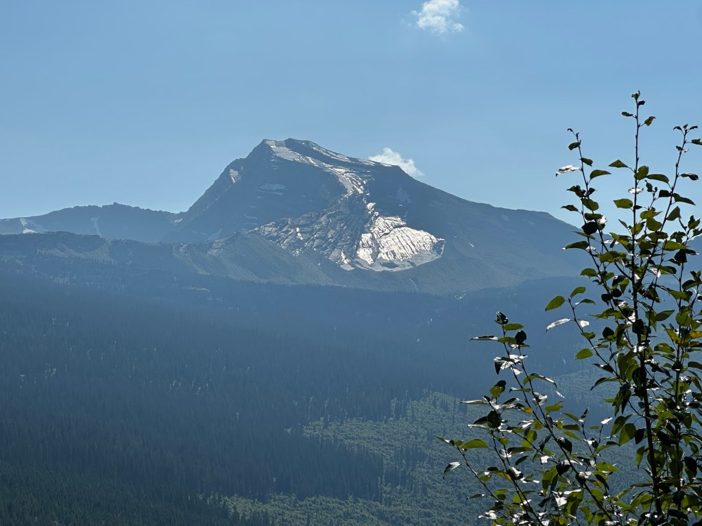 View of glacier from Going-To-The-Sun Road in Glacier National Park in Montana, USA. Picture by Happy Vegan Campers.