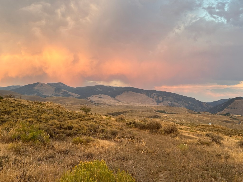 Pink clouds over Custer Gallatin National Forest near Gardiner, Montana, USA. Picture by Happy Vegan Campers.