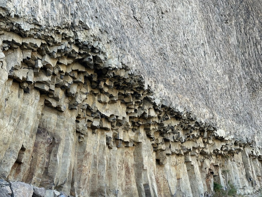 Basalt columns near Tower Falls in Yellowstone National Park in Montana, USA. Picture by Happy Vegan Campers.