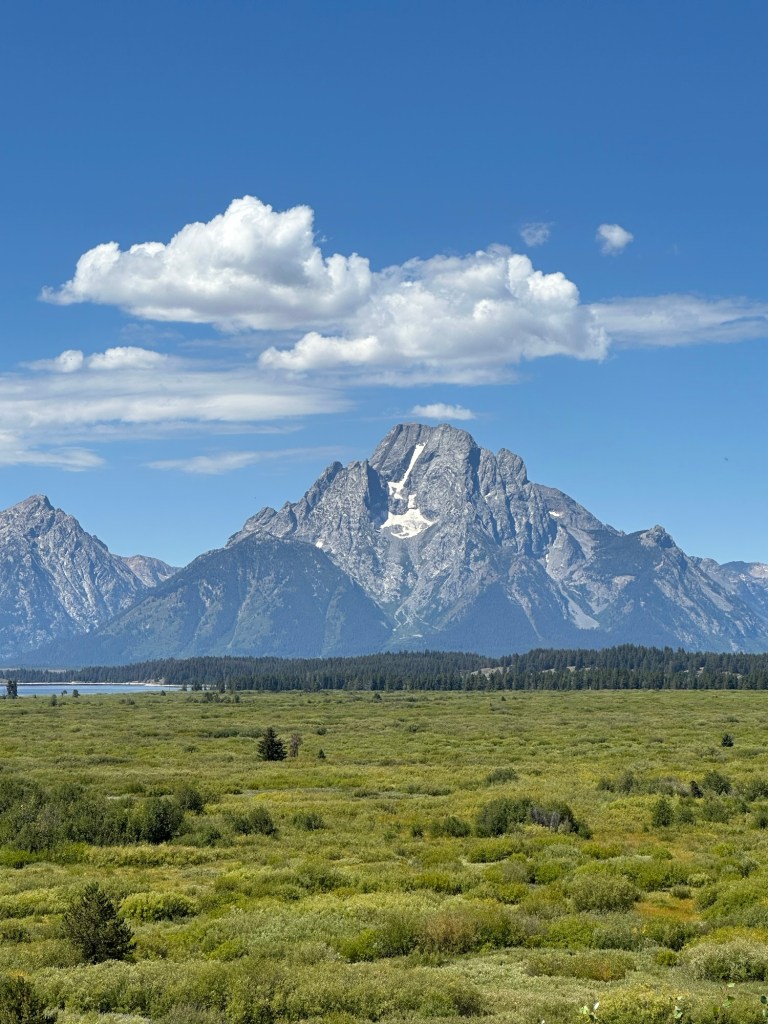 View from Jackson Lake Lodge in Grand Teton National  Park in Wyoming, USA.