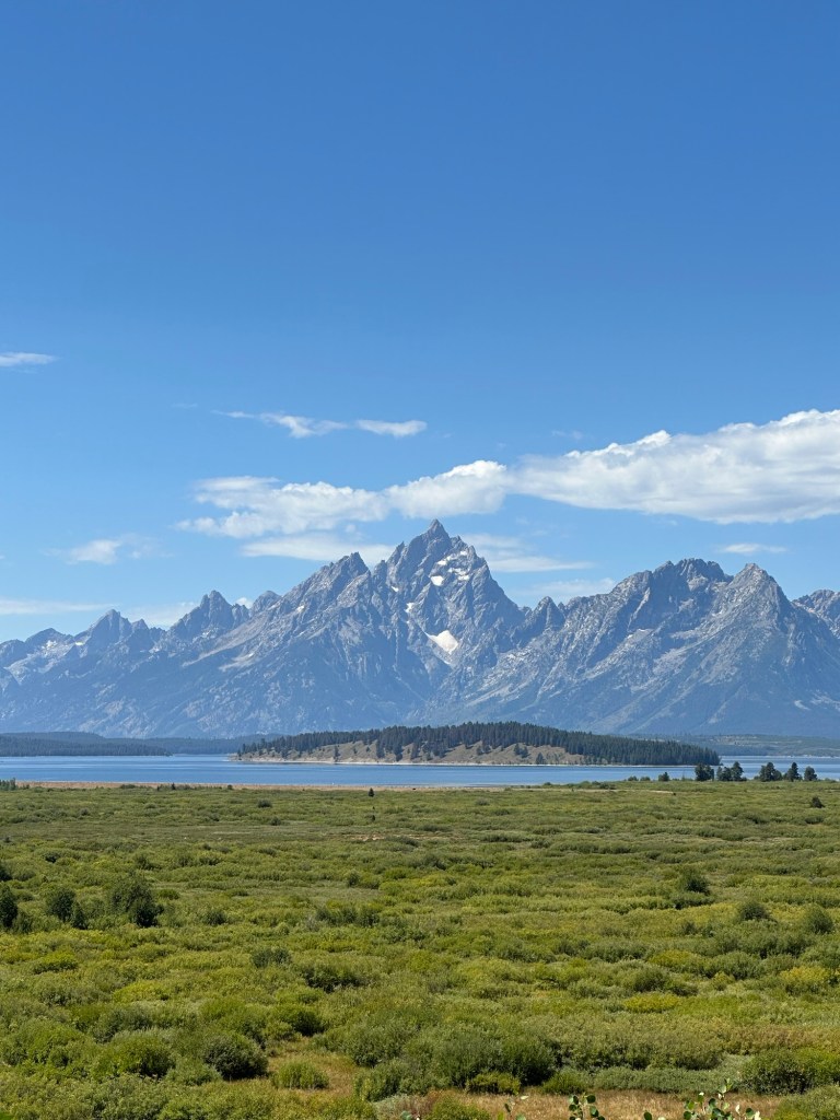 View from Jackson Lake Lodge in Grand Teton National  Park in Wyoming, USA.