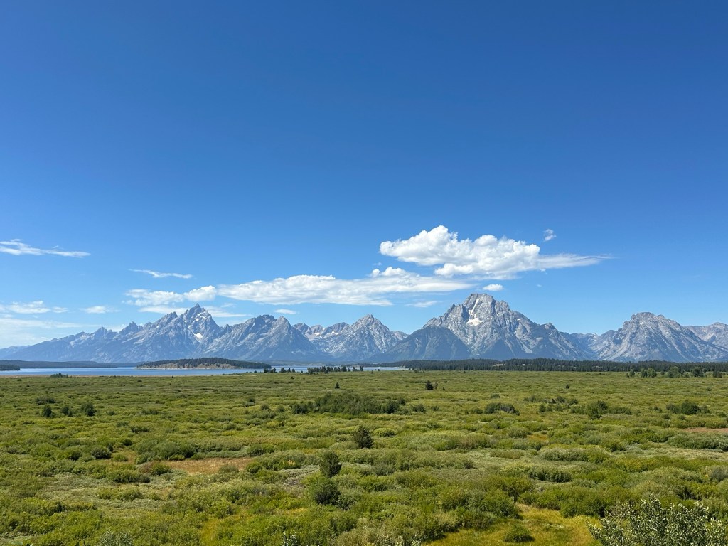 View from Jackson Lake Lodge in Grand Teton National  Park in Wyoming, USA.