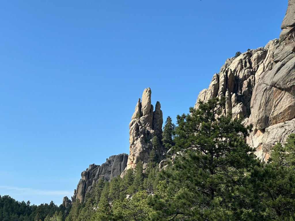 Rock needle at Mount Rushmore National Memorial in Keystone, South Dakota, USA.
