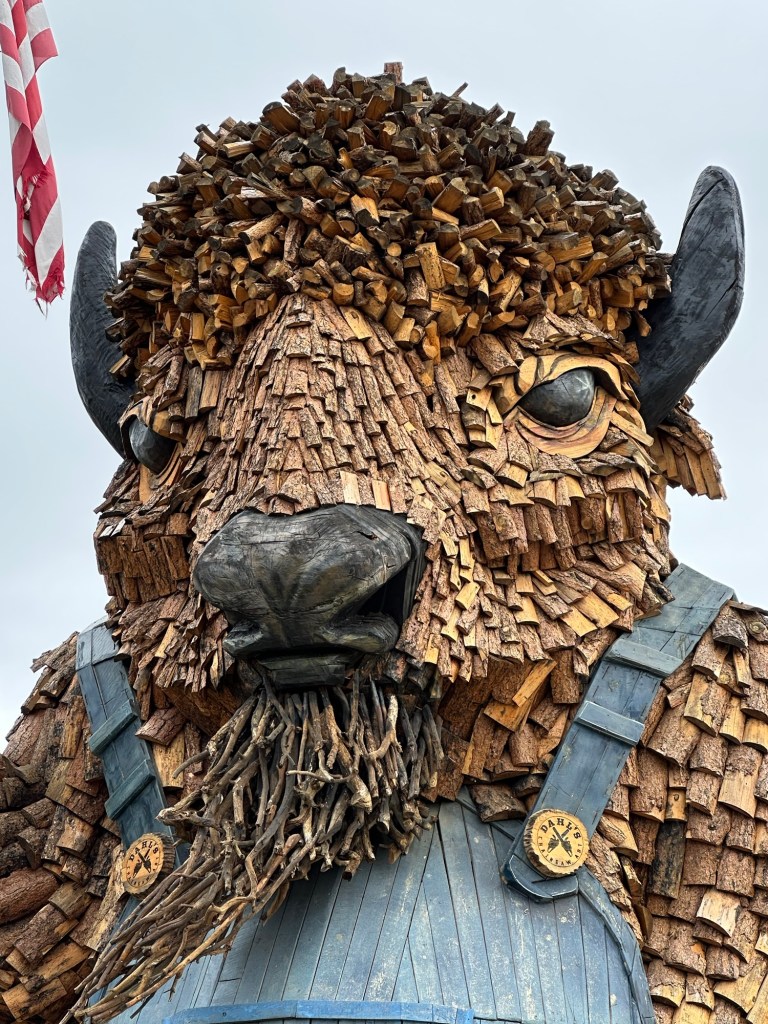 Bo the Bearded Buffalo chainsaw art in Custer, South Dakota, USA.