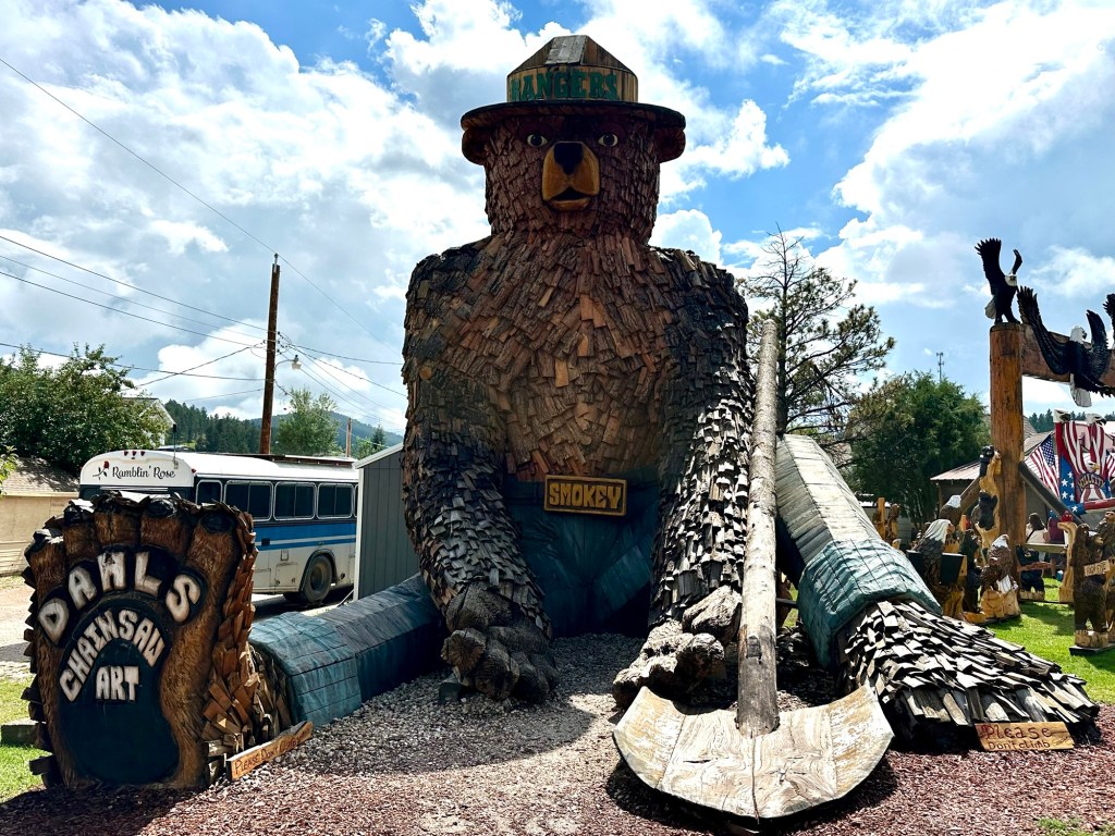 World's Largest Smokey the Bear by Dalh's Chainsaw Art in Hill City, South Dakota, USA.