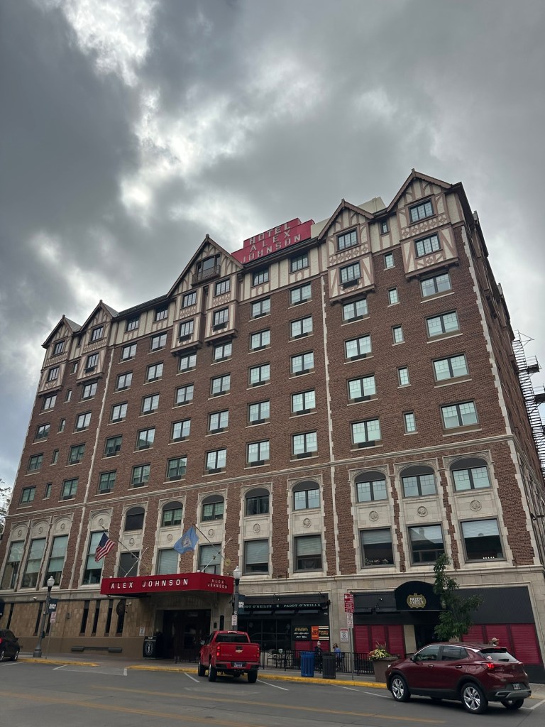 Exterior of Hotel Alex Johnson in Rapid City, South Dakota, USA.