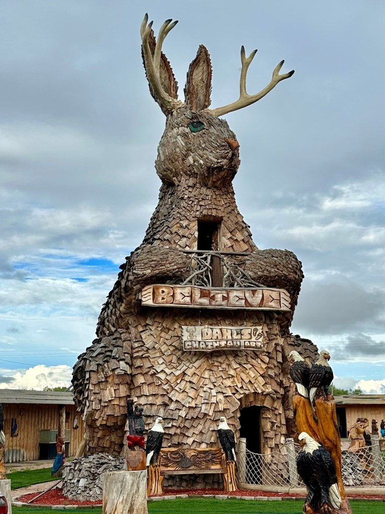 World's Largest Jackalope by Dalh's Chainsaw Art in Wall, South Dakota, USA.