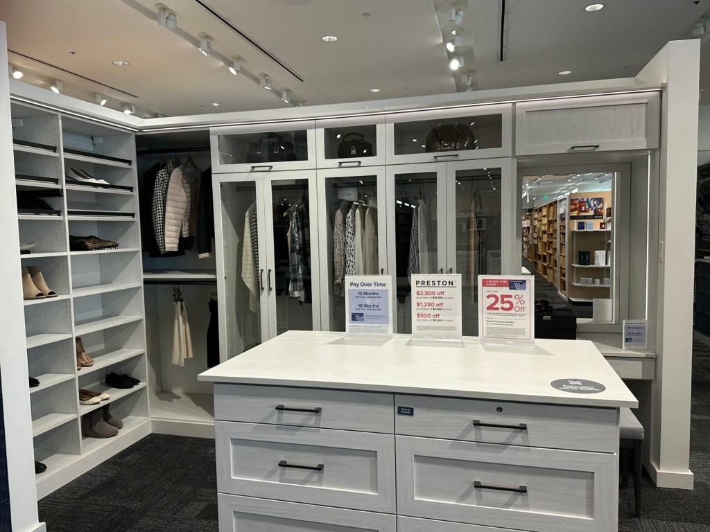 Closets at the Container Store in Des Moines, Iowa, USA.