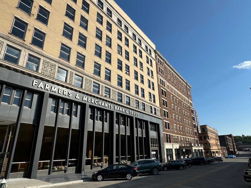 Downtown building in Burlington, Iowa, USA.