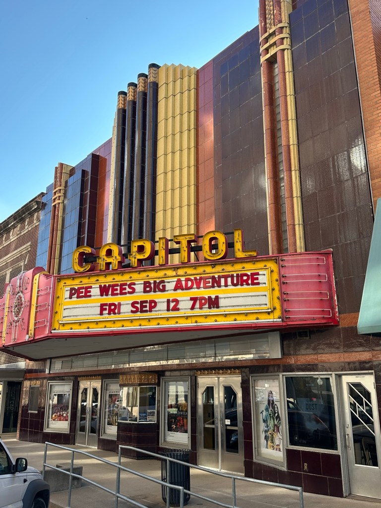 Movie theater in downtown in Burlington, Iowa, USA.