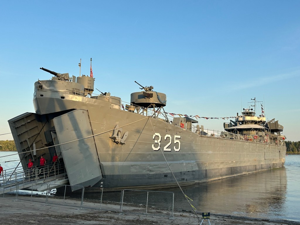 Old military ship in Muscatine, Iowa, USA.