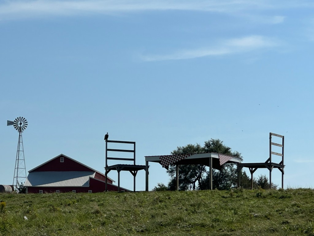 Giant table and chairs in Solon, Iowa, USA.