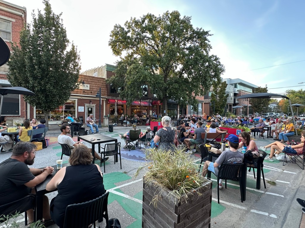 Free concert on Linn St. in Iowa City, Iowa, USA.