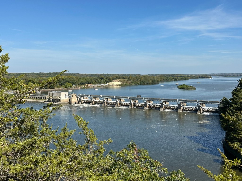 View of dam at Starved Rock State Park in Oglesby, Illinois, USA.