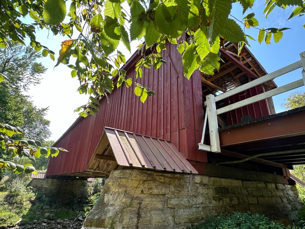 1863 Red Covered Bridge in Princeton, Illinois, USA