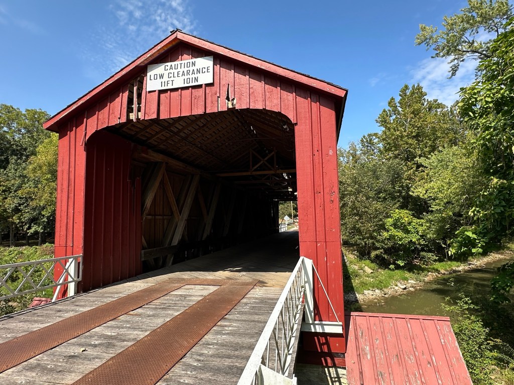 1863 Red Covered Bridge in Princeton, Illinois, USA.